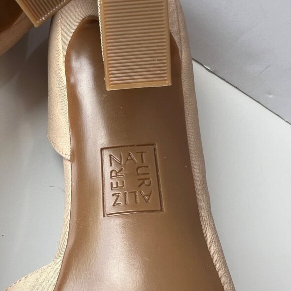 Naturalizer Open-Toe D'Orsay High Heels Gold Faux Leather Womens Size 10W - Picture 7 of 13